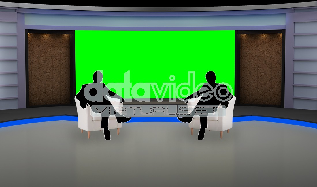 Talkshow TV Studio Set Virtual Green Screen Background PSD Datavideo Virtual Set Royalty