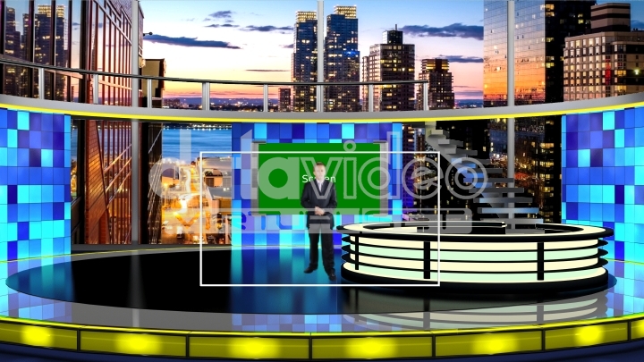 新闻和城市景观虚拟演播室背景