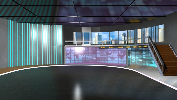 【TVS-2000A模板】高楼风格虚拟新闻工作室