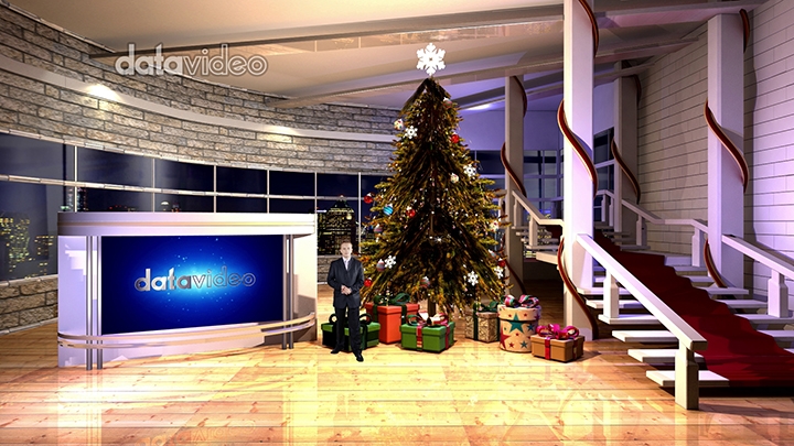 现代风格的圣诞节虚拟演播室场景