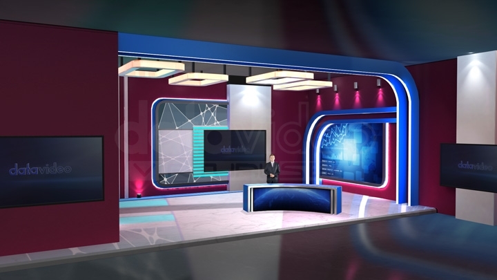 【TVS-2000A】简单的紫红色彩色新闻虚拟演播室