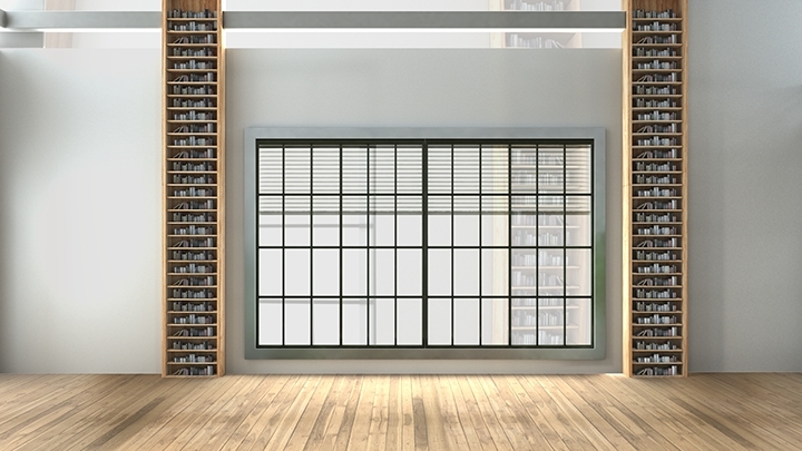 【TVS-2000A 模板】白色明亮书墙的绿化空间