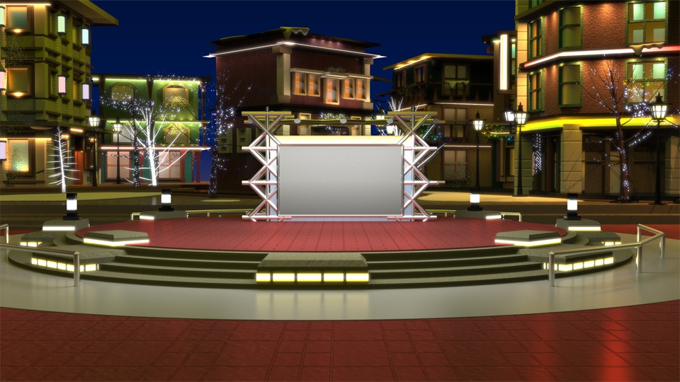 露天舞台风格虚拟演播室背景场景素材