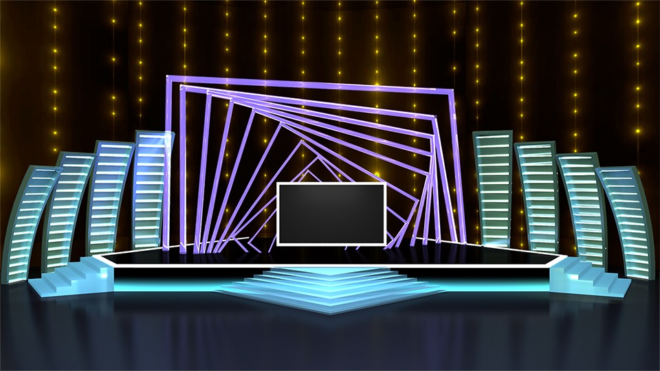 方形框架环形舞台虚拟演播室背景
