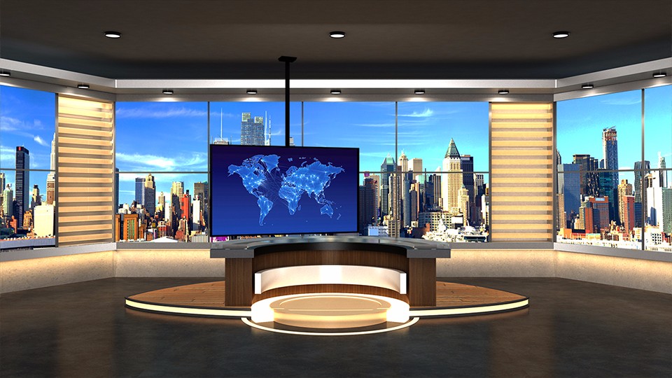 深棕色风格虚拟演播室背景