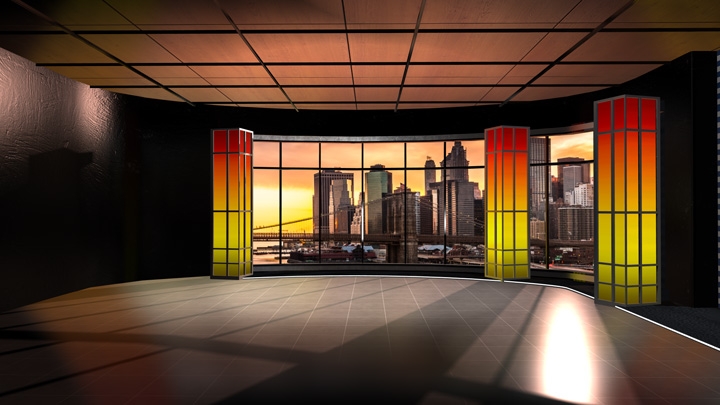 【TVS-2000A模板】橙色风格虚拟场景素材