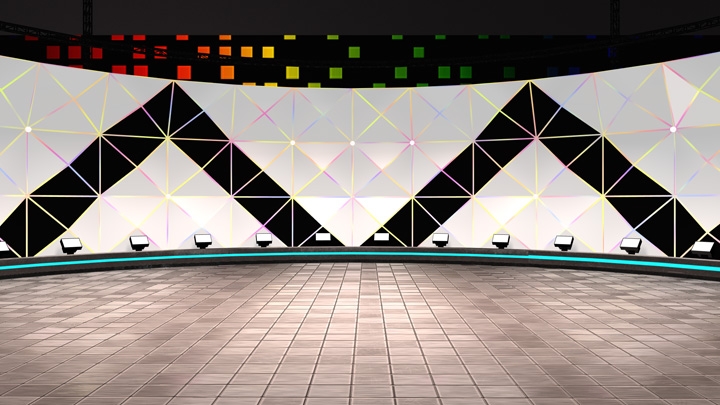【TVS-2000A模板】三角形墙面体育新闻虚拟场景