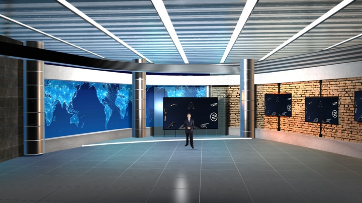 【TVS-2000A】世界地球背景贴纸虚拟演播室背景