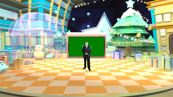 圣诞节主题虚拟演播室背景-城市